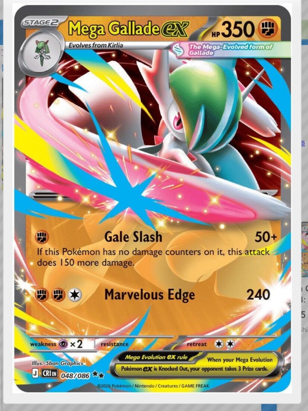 Mega Gallade Ex #48 Pokemon Chaos Rising